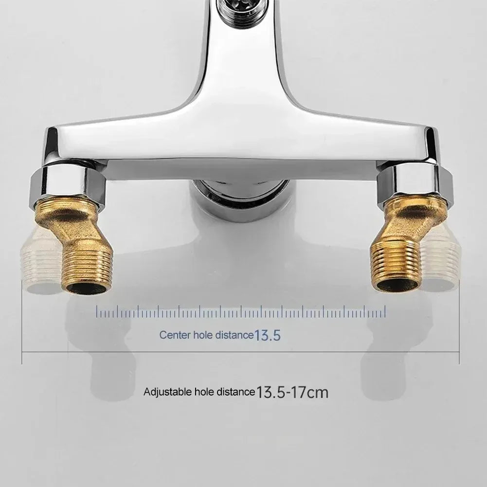 Zinc alloy Basin Faucets Chrome Wall Mounted Hot Cold Water Mixer Tap Dual Spout Single Handle For Bathroom Shower Basin