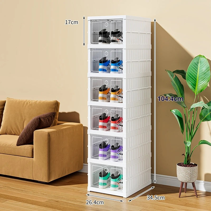 Stackable Shoes Cabinet Stackable Transparent Dustproof Shoe Cabinet Multi-functional Large Capacity Storage Organization Box