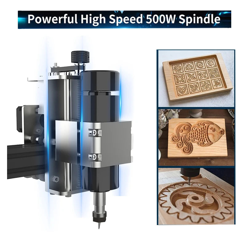 CNC 4540 Milling Machine with 500W Spindle CNC 40W Laser Engraving Machine 3D Printer for Wood PCB Aluminum Stainless Steel