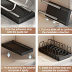 Kitchen Cabinet Pull Out Tray Organizer with Slide Rails Adjustable Storage Rack for Pots Pans and Dishes