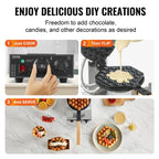 SucceBuy Commercial Egg Bubble Waffle Maker 1400W Non-Stick Stainless Steel Bubble Puff w/180° Rotatable 2 Pans & Wooden Handles