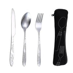 Picnic Tableware Set Washable With Zipper Travel Cutlery Kit Case Portable Pouch For Dinner Household Tool Travel Camping Spoon