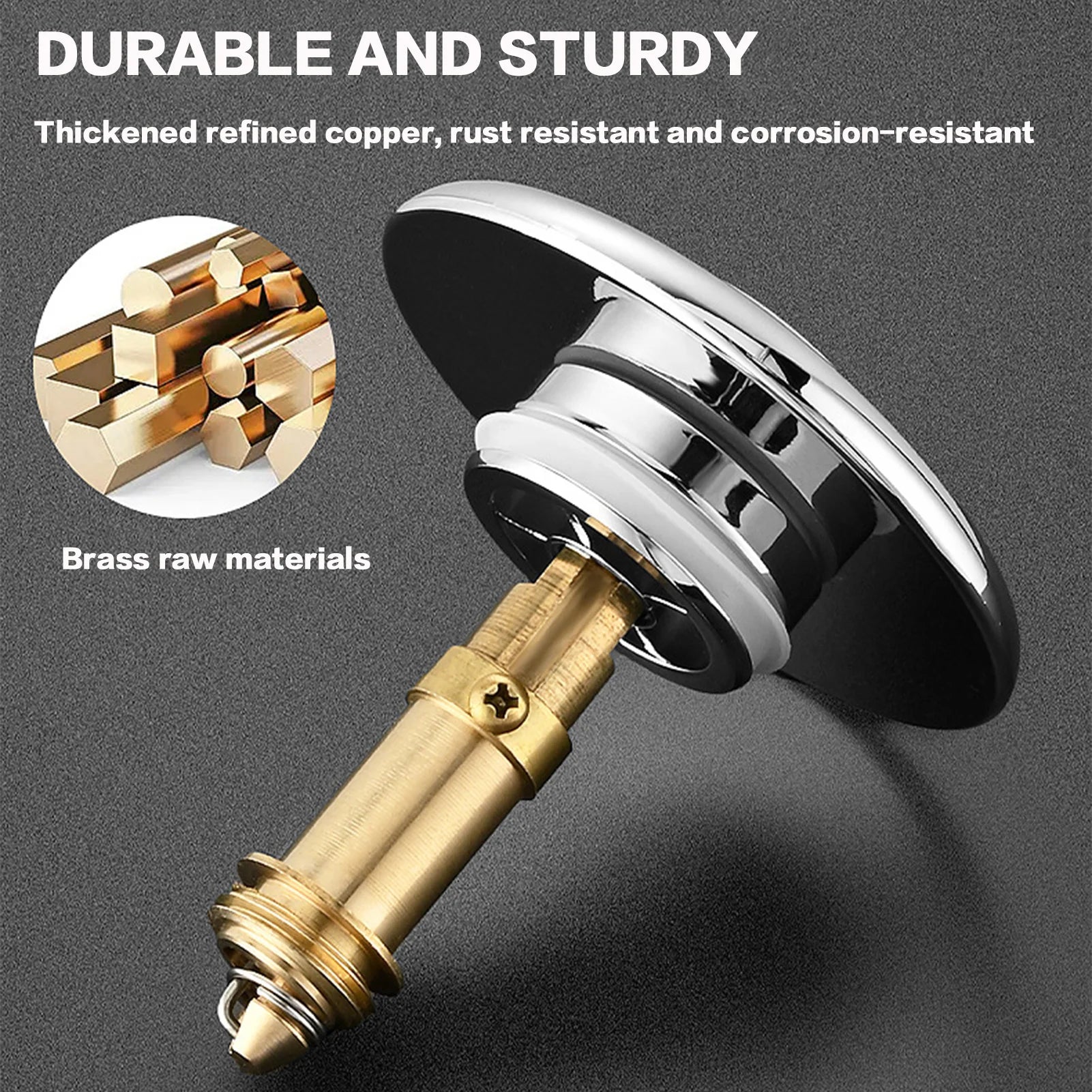 Bathroom Sink Plug Pop-Up Drain Filter Washbasin Drainer Bouncing Core Filter for Quickly Seal and Drain Water