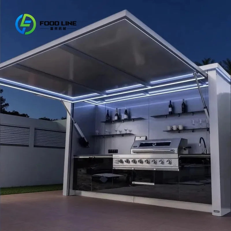 Customized Luxury Modular Stainless Steel BBQ Kitchen Island Set Weatherproof Furniture For Garden Patio Outdoor Dining