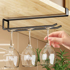 HeMu Kitchen storage rack under the cabinet without punching upside down goblet rack hanging red wine glass multifunctional rack