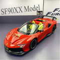 1:24 SF90XX SF90 Alloy Sports Car Model Diecasts Metal Racing Vehicles Car Model Sound Light Simulation Collection Kids Toy Gift