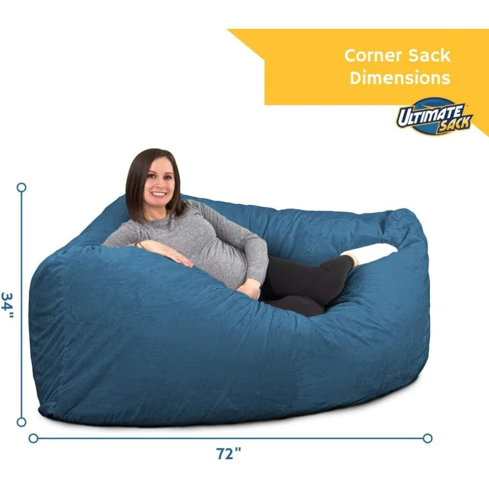 Corner Bean Bag Chair, Oversize Bean Bag Chair for Adults, Comfy Chair Bean Bag Couch Lounge Sofa Loveseat Furniture | Burgundy