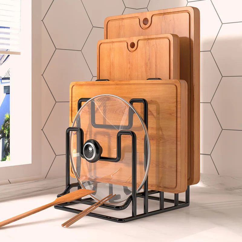 Cutting Board Holder Rack Kitchen Countertop Drain Storage Shelf Multi Layer Space Saving Cutting Board Practical Organizer