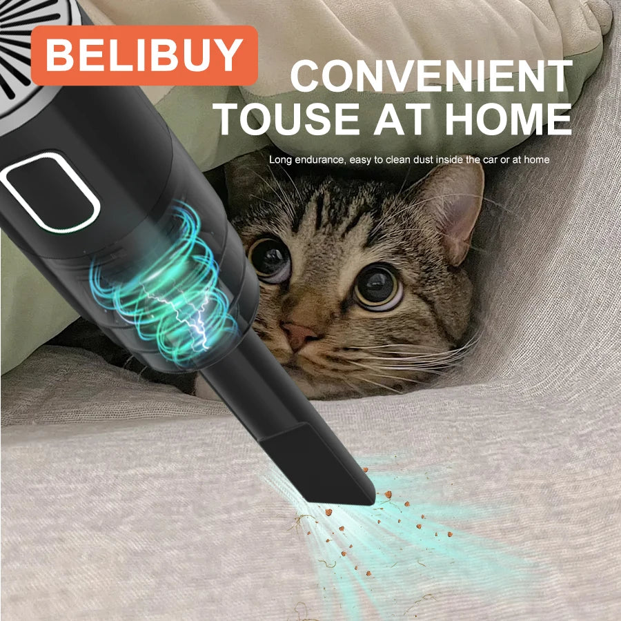 BELIBUY Home Appliance Powerful suction Car Vacuum Cleaner Portable Powerful Cordless Vacuum Cleaner Household Carpet Cleaner