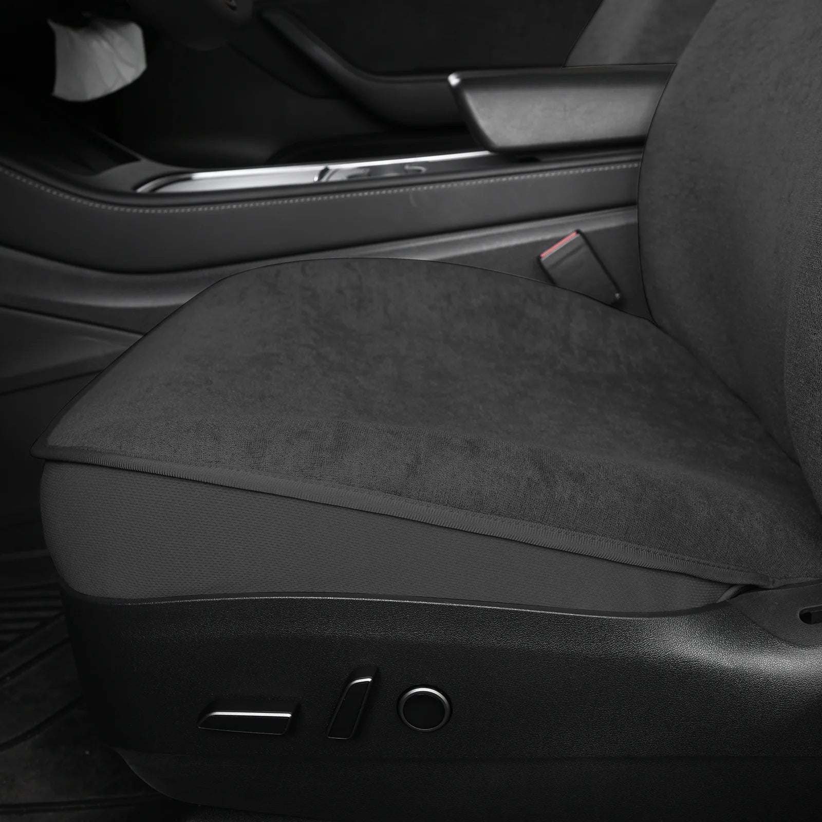 Seat Cover For Tesla Model 3 / Y Front Seat Cover Spring Summer White/Black 4mm Thick Polyester Fiber Car Interior Accessories
