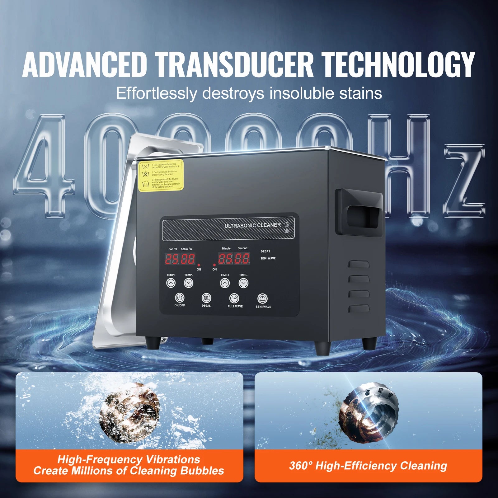 VEVOR 2-30L Ultrasonic Cleaner Digital Ultrasound Cleaning Machine with Upgraded Degassing and Gentle Mode for Jewelry Glass