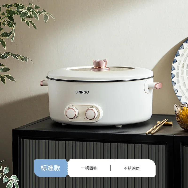Mandarin duck electric hot pot four-square box multi-functional household 6L large-capacity electric cooking pot new model