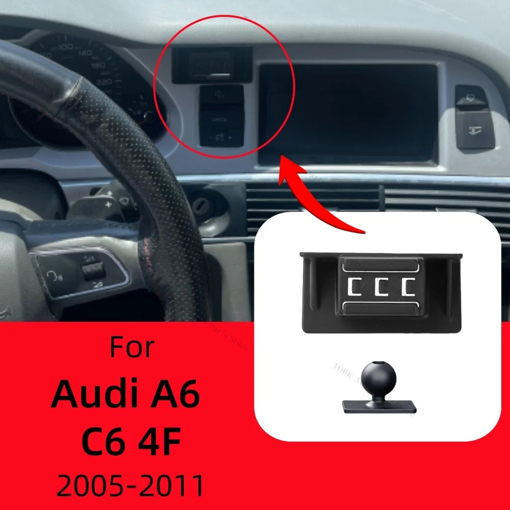 For Audi A6 C6 4F 2005-2011 Mobile Car Holder Fixed Bracket Base Special Car Phone Mount Wireless Charging Car Accessories