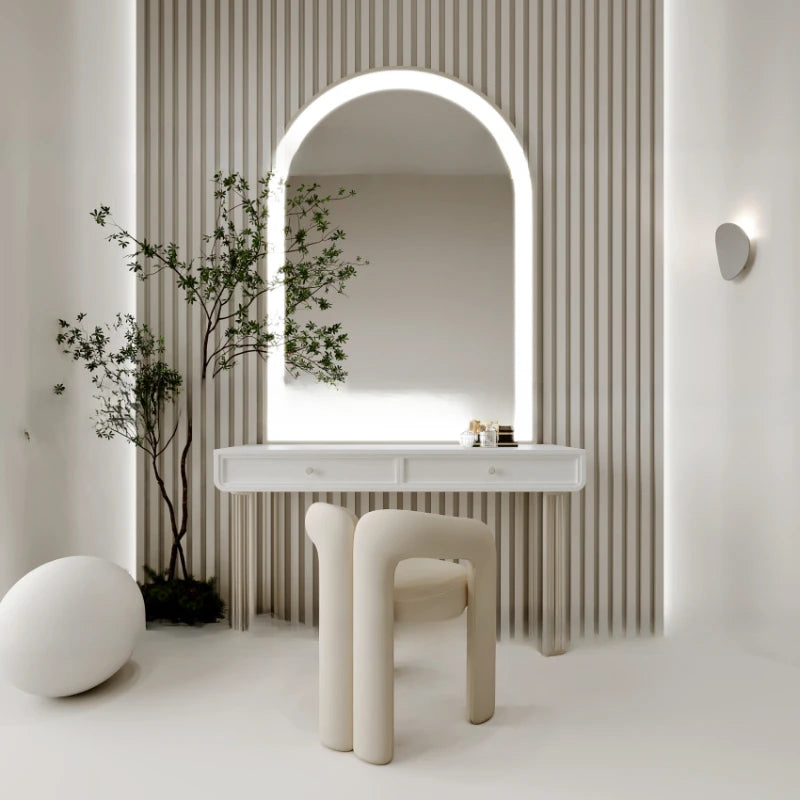 Girls Luxury Mirror Vanity Table Nordic Makeup Large White Makeup Desk Dressers Girl Drawers Light Penteadeira Bedroom Furniture