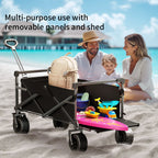 Outdoor Camping Cart Rotating Wheels Portable Table Board Miscellaneous Cart Grocery Beach Cart Double-Layer Fold Shopping Cart