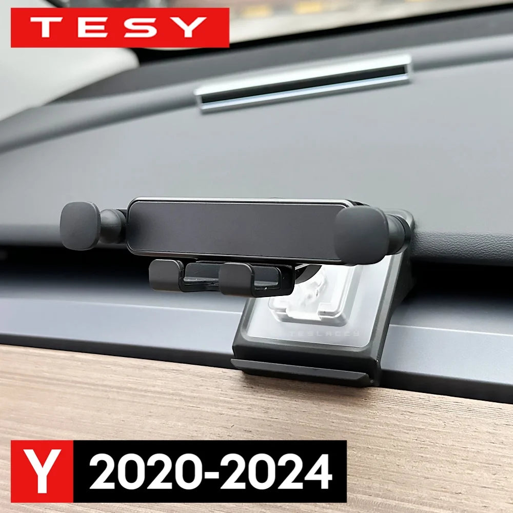 Cell Mobile Phone Holder Noiseless Gravity Support Mount Bracket Vent Clip Air Outlet Stand Base For Tesla Model Y 2020-2024