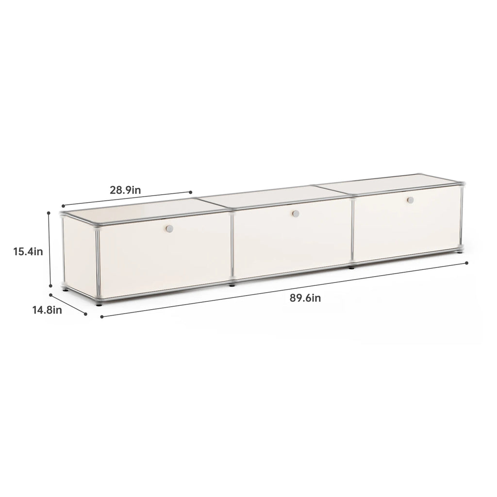 Storage Cabinet Storage Shelf Stainless Steel Metal Board Living Room Cabinet Sideboard Cabinet Modular Furniture-No Keys
