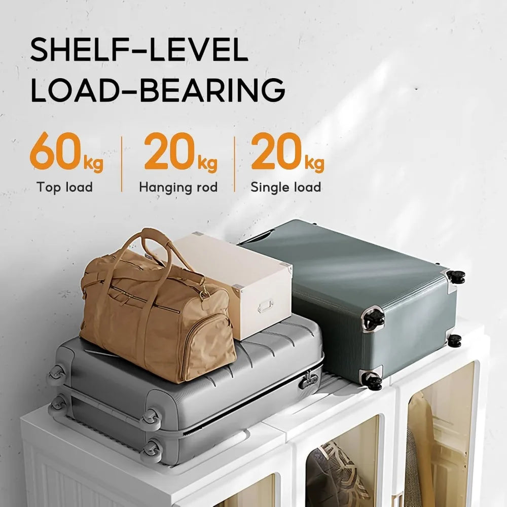 Portable Wardrobe Closet Storage Organizer for Clothes,Suitable for Living Room, Bedroom,Plastic Wardrobe