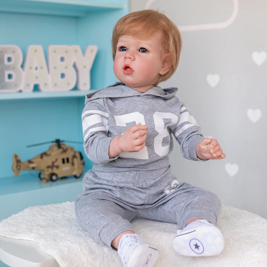 NPK 75CM Huge Size Reborn Toddler Baby Boy Liam Real Picture Hand Paint Doll with 3D Skin Visible Veins Lifelike 12 Month Doll