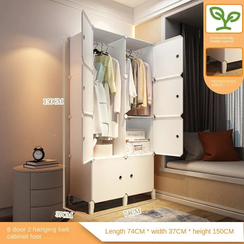 Home Bedroom Furniture Simple Wardrobe Clothes Cabinets Dressers Cube Storage Locker Baby Closet Plastic Collapsible Dustproof