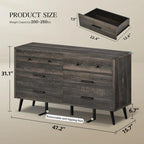 6-Drawer Dresser, Wood Storage Cabinet with Black Metal Handles & Anti-Tip Design, Modern Chest of Drawers for Living Room, Bed