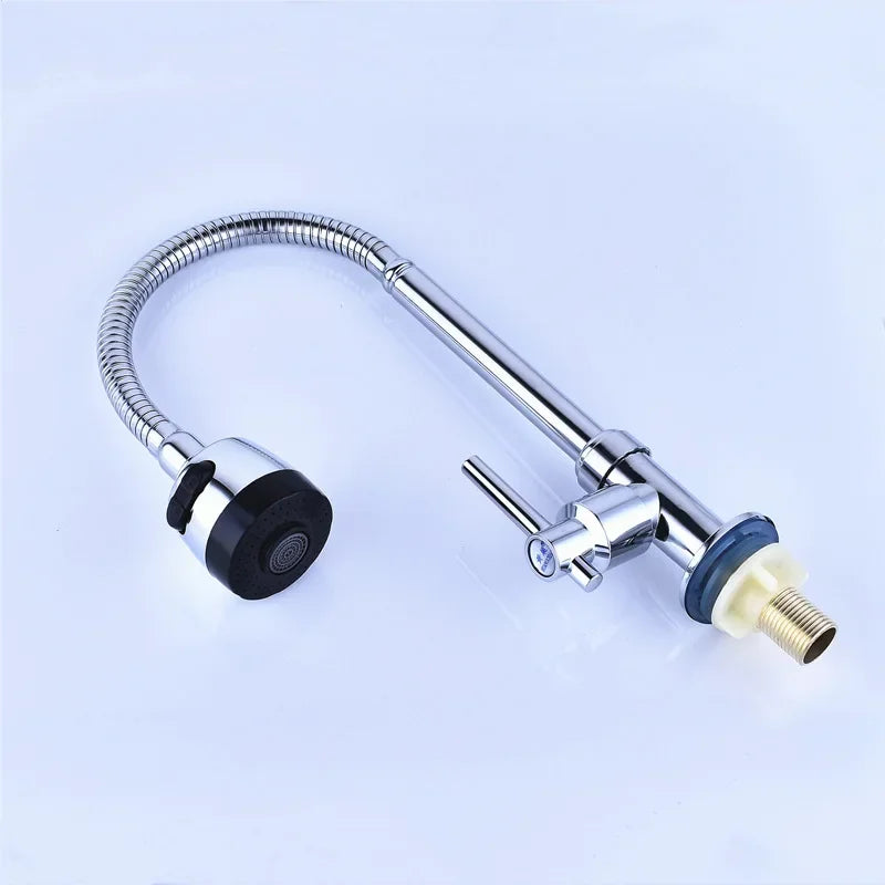 Kitchen Faucet Big Bend Universal Tube Single Cold Wash Basin Sink Faucet Household Rotatable Vertical Faucet