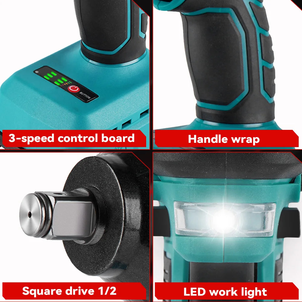 Brushless 3100N.M Electric Impact Wrench 3 Gears Cordless Electric Torque Wrench Screwdriver Power Tools For Makita Battery Pin