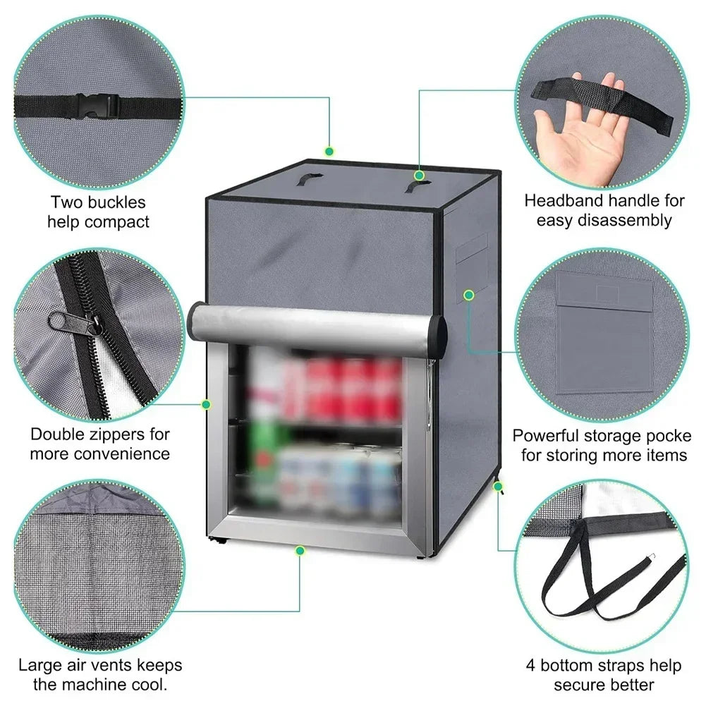 210D Oxford Cloth Outdoor Refrigerator Cover Outdoor Equipment Protection Convenient Storage Options Enhanced Airflow Design