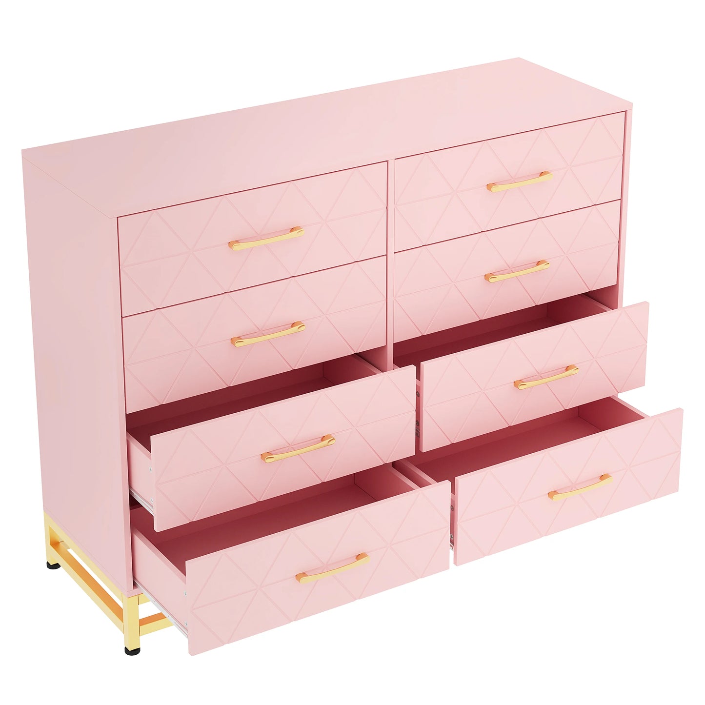 8 Drawer Dresser with Metal Handles,Modern Wood Chest of Drawers,Sturdy Frame Bedroom Furniture for Closet Hallway