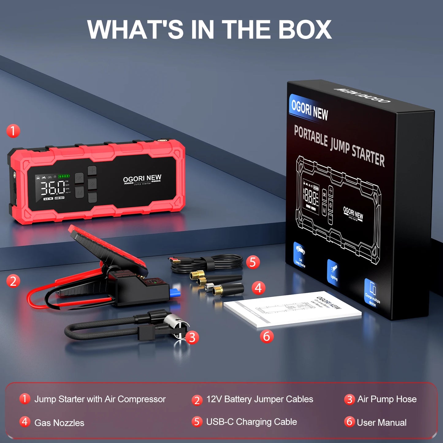 Car Jump Starter 4000A/7000A 15800mAh/26800mAh Car Battery Auto Battery Booster Starting Device for Petrol Diesel Powerbank