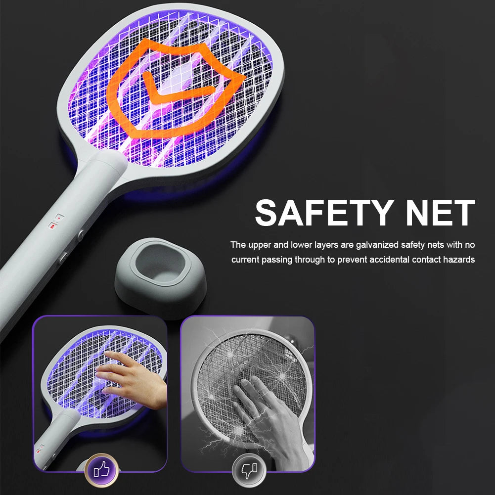 2 in 1 Multi functional Bug Zapper Racket USB Rechargeable Mosquito Killer Safe Electric Mosquito Swatter Pest Control Supplies