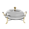 Chafing Dish Stainless Steel Round Durable Buffet Warmer  with Lid and Chafing Fuel Holder for Kitchen Party Dining