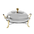 Chafing Dish Stainless Steel Round Durable Buffet Warmer  with Lid and Chafing Fuel Holder for Kitchen Party Dining