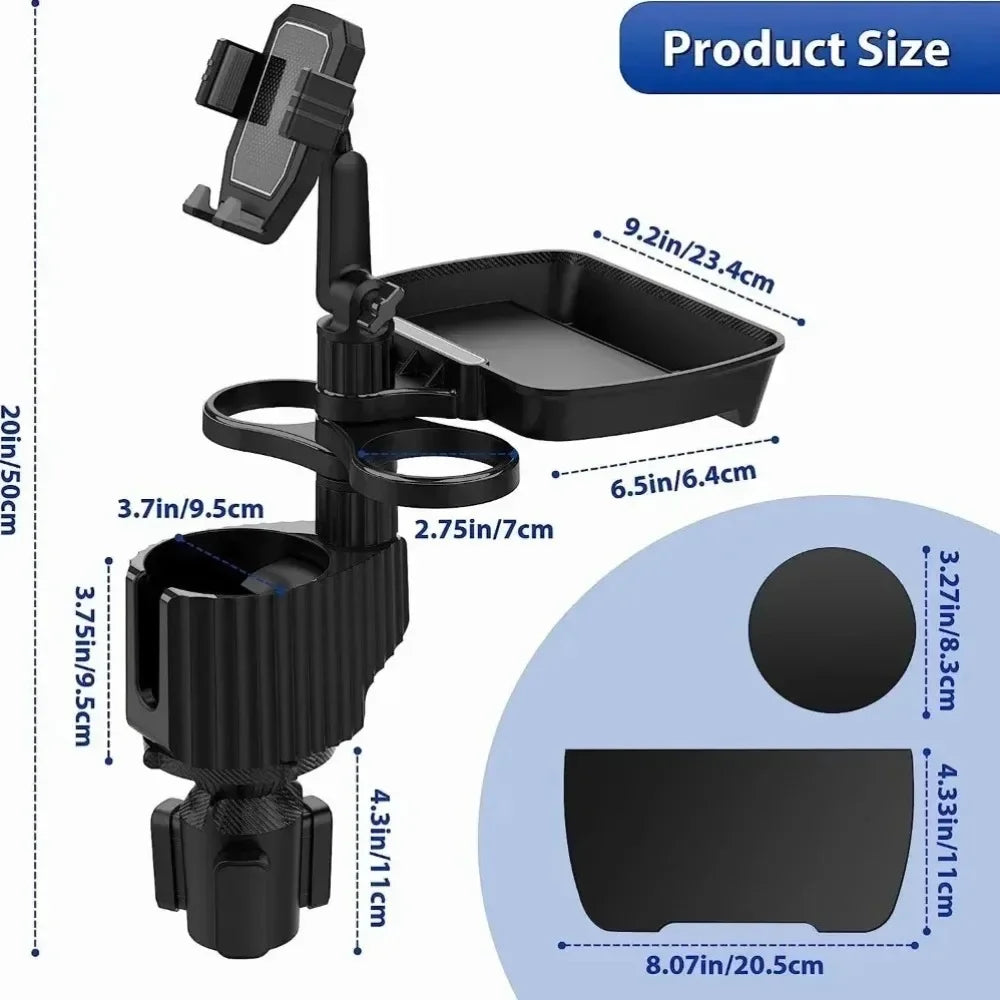 Car Cup Holder Expander 360° Rotating Beverage Coffee Holder Phones Stand Multi Functional Durable and Stable Car Cup Holder