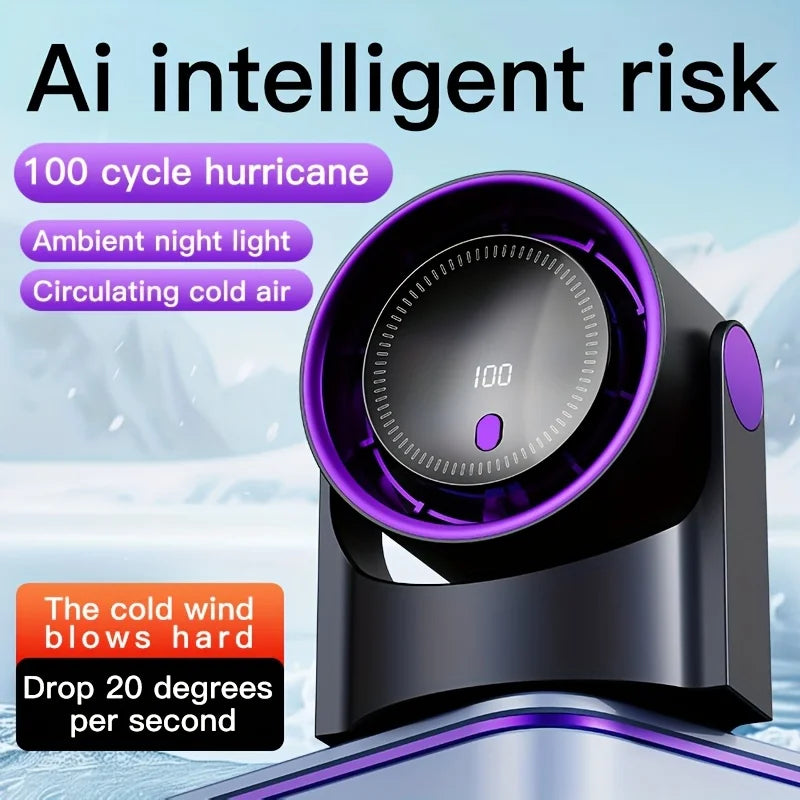 Portable Desktop Fan 100Speed Levels 3 Timer Modes USB Rechargeable Ba