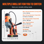 VEVOR 1300W 1400W 2" Electric Drilling Machine Magnetic Drill Press Boring Diameter Power Drill 810 PRM 1-second Release Drill