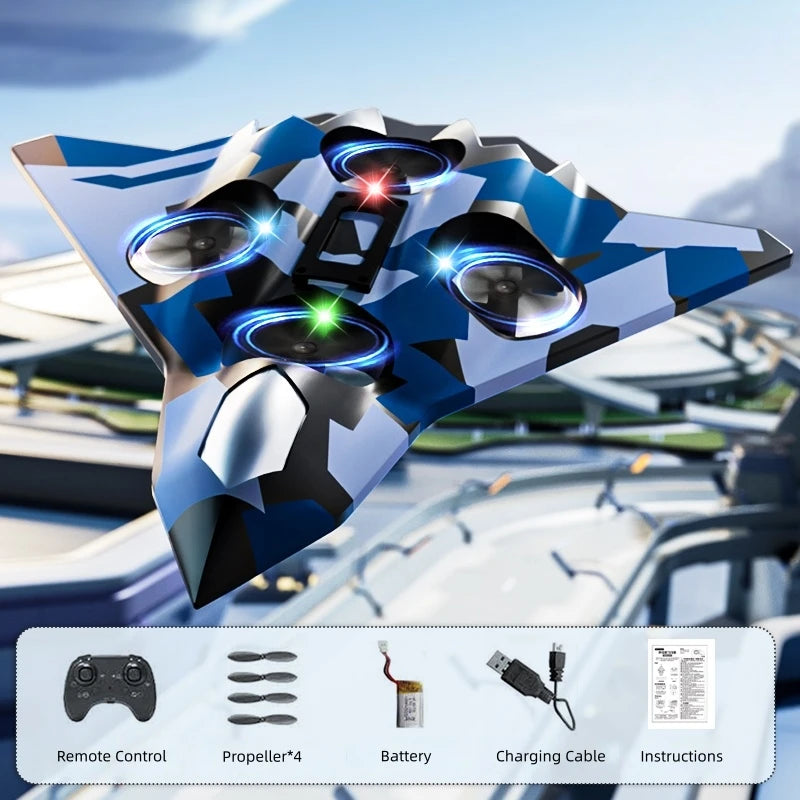 2.4G Remote Control Four-axis Stunt Drone Rolling Hover Fighter Luminous Electric Foam Glider Children's Toy Christmas Gift