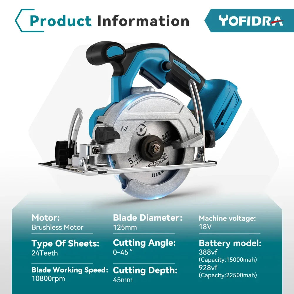 1000W Brushless Electric Circular Saw 10800RPM Cordless Multifunctional Woodworking Cutting Power Tool For Makita Battery Pin