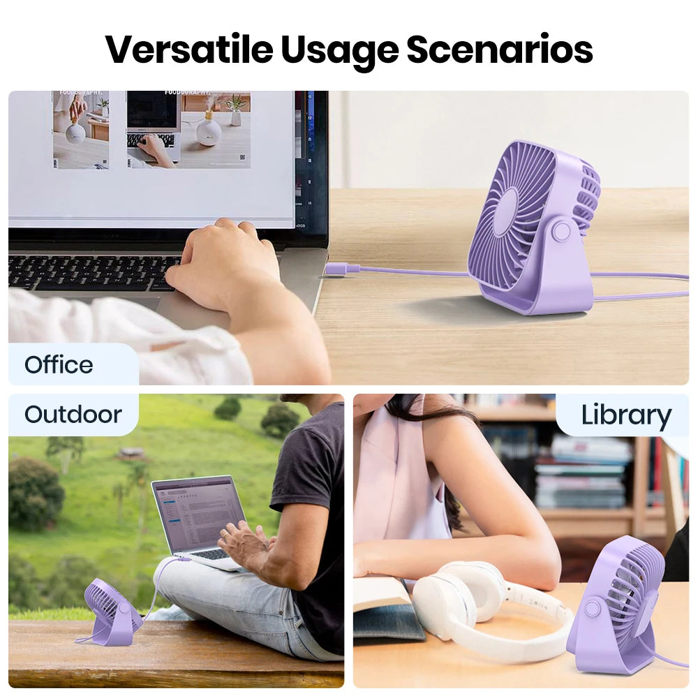 TOPK 4Inch USB Mini Desk Fan,3 Speeds Quiet Portable Desktop Table Fan