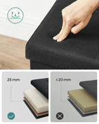 SONGMICS Storage Bench, Foldable Pouffe, 38 x 110 x 38 cm, End of Bed, Footrest, Storage Box, Load up to 300 kg, for Living Room