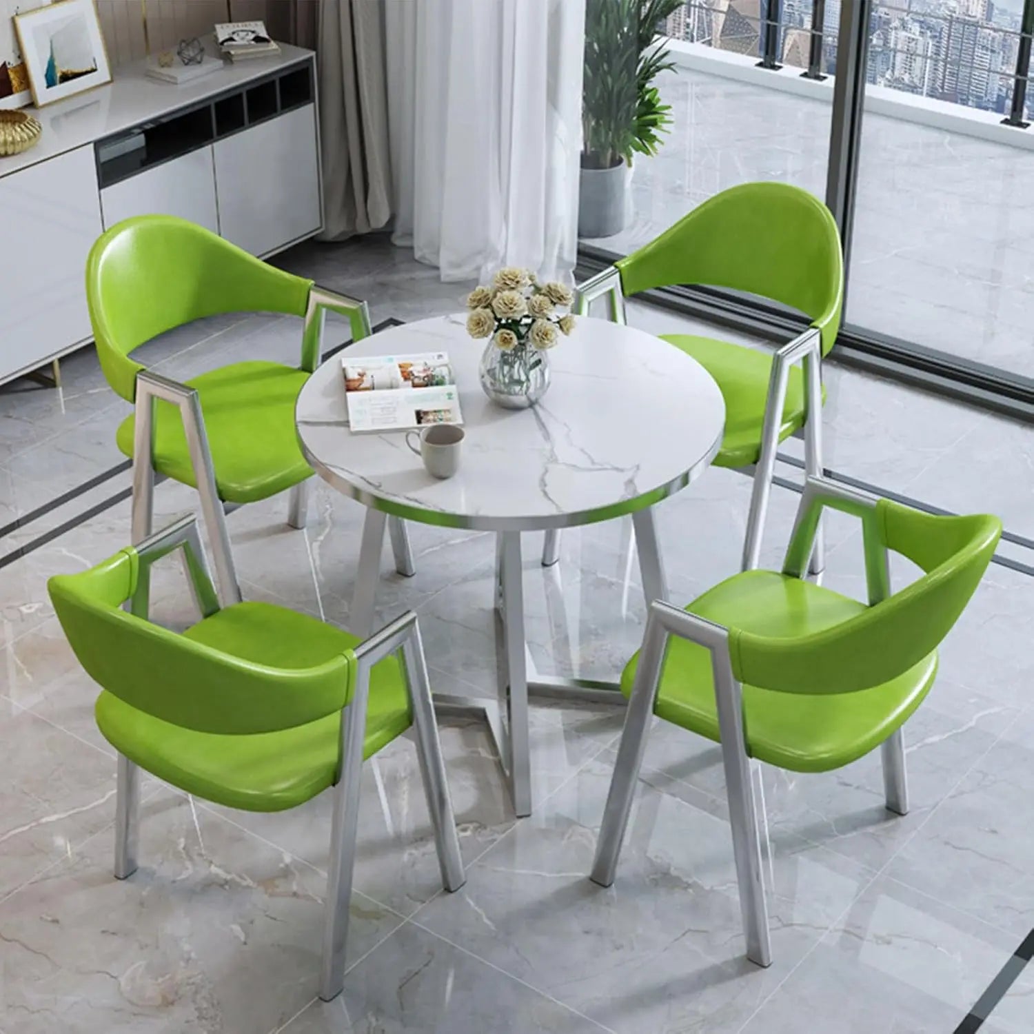 Modern Round Dining Table Set with 4 Chairs