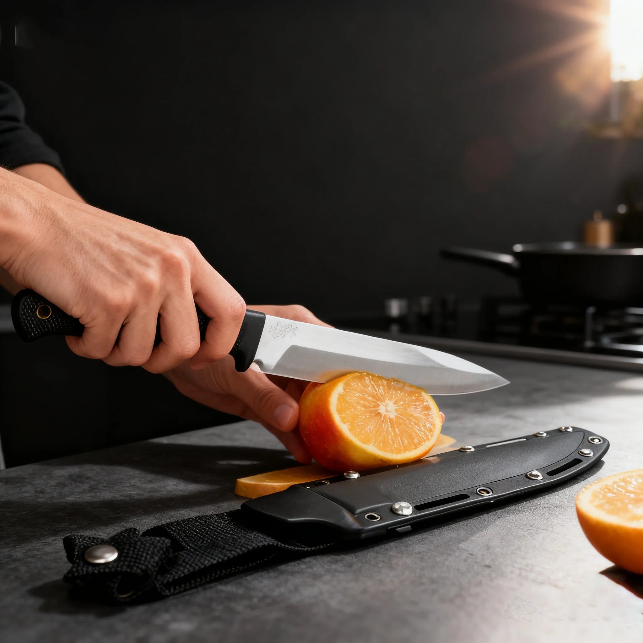 1/2 set kitchen knife set, equipped with high-end black sheath, suitable for kitchen use, a vegetable cutting and boning knife