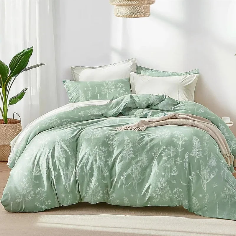 3 count Cute Floral Bedding Sets for All Seasons,1 Soft Reversible Botanical Flowers Comforter and 2 Pillow Shams