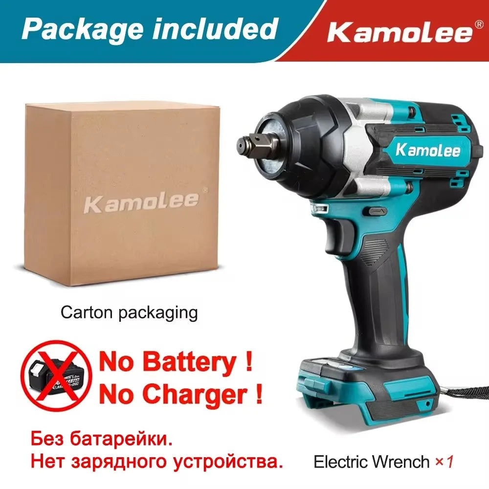 Kamolee 1800 N.M high torque wireless charging impact wrench 1/2inch brushless electric wrench compatible with Makita18V battery