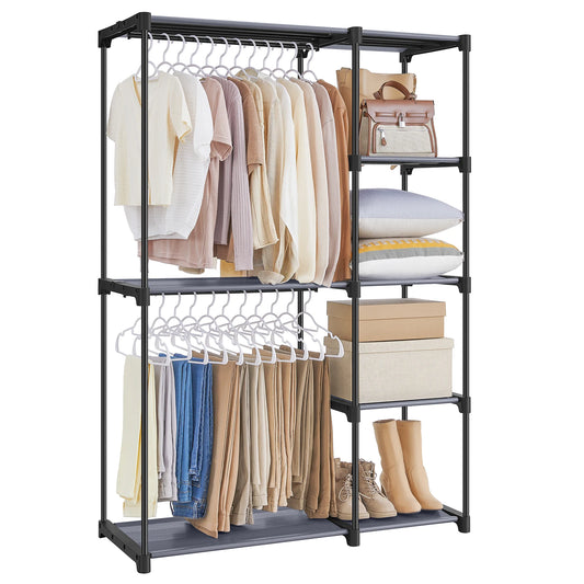 SONGMICS Portable Closet, Freestanding Closet Organizer, Clothes Rack with Shelves, Hanging Rods, Storage Organizer