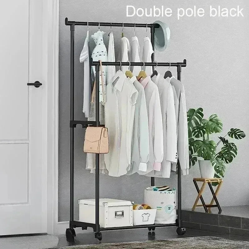 Clothes drying rack Simple floor storage rack Shoe hat rack Household bedroom coat rack Balcony drying rack
