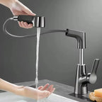 Bathroom Sink Faucet Lift Up Down Stream Sprayer Hot Cold Water Sink Mixer Wash Tap For Bathroom 360° Degree Rotation Tap