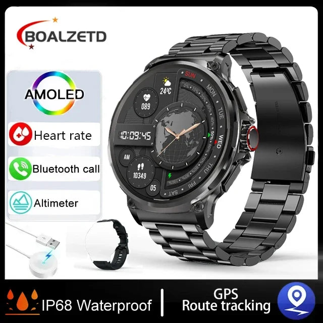 2025 GPS Track Smart Watch Men 1.85-Inch HD AMOLED Screen 360*360 Mah Battery Sport Bluetooth Call sports Smartwatch New Gift
