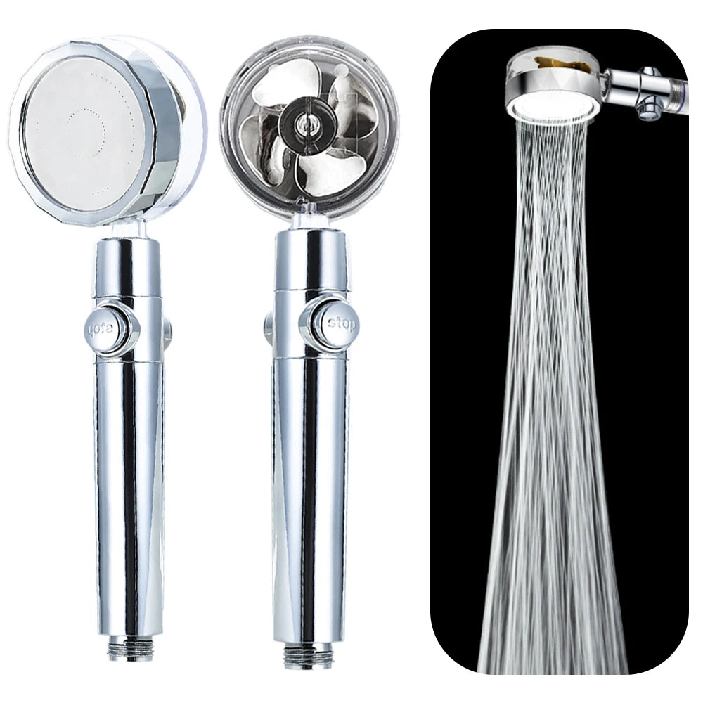 Shower Head Water Saving Flow 360 Degrees Rotating With Small Fan ABS Rain High Pressure spray Nozzle Bathroom Accessories