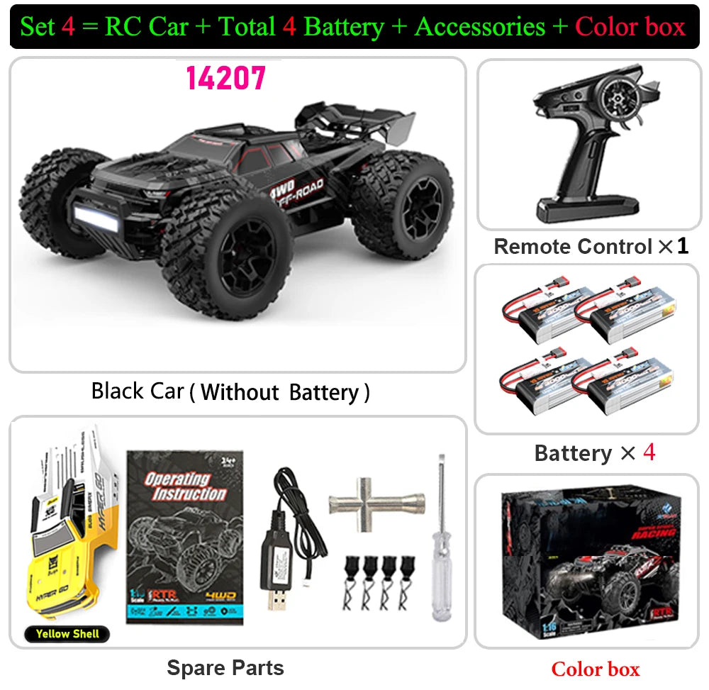 Hyper Go MJX 14207 14208 1/14 4WD 2.4G RC Car 55KM/H Brushless Drift Vehicle Racing Car Remote Control Car Off-Road Truck Toys